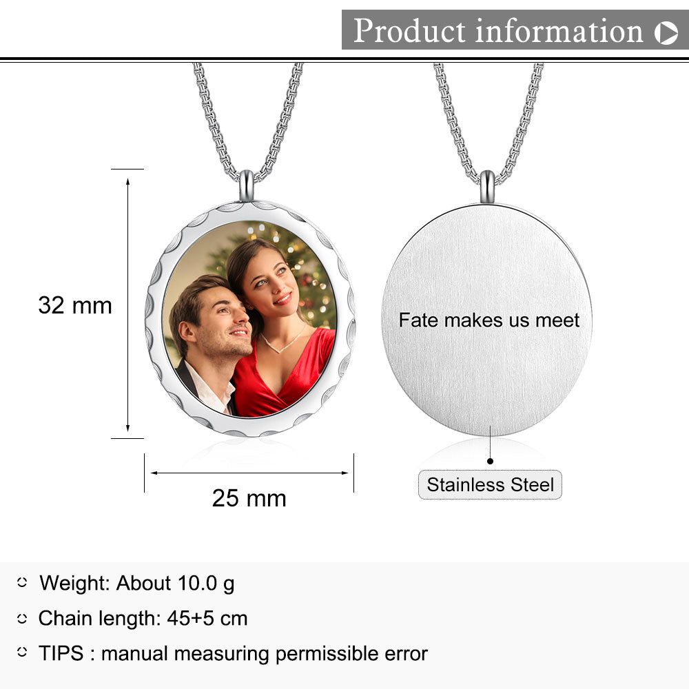 Stainless Steel Personalized Photo Pendant Necklace