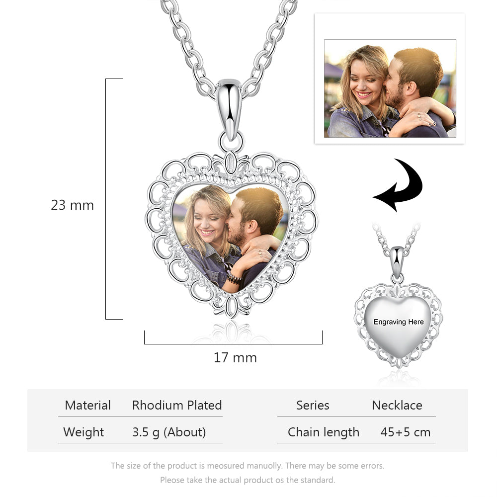 Heart Shape Photo Pendant Necklace