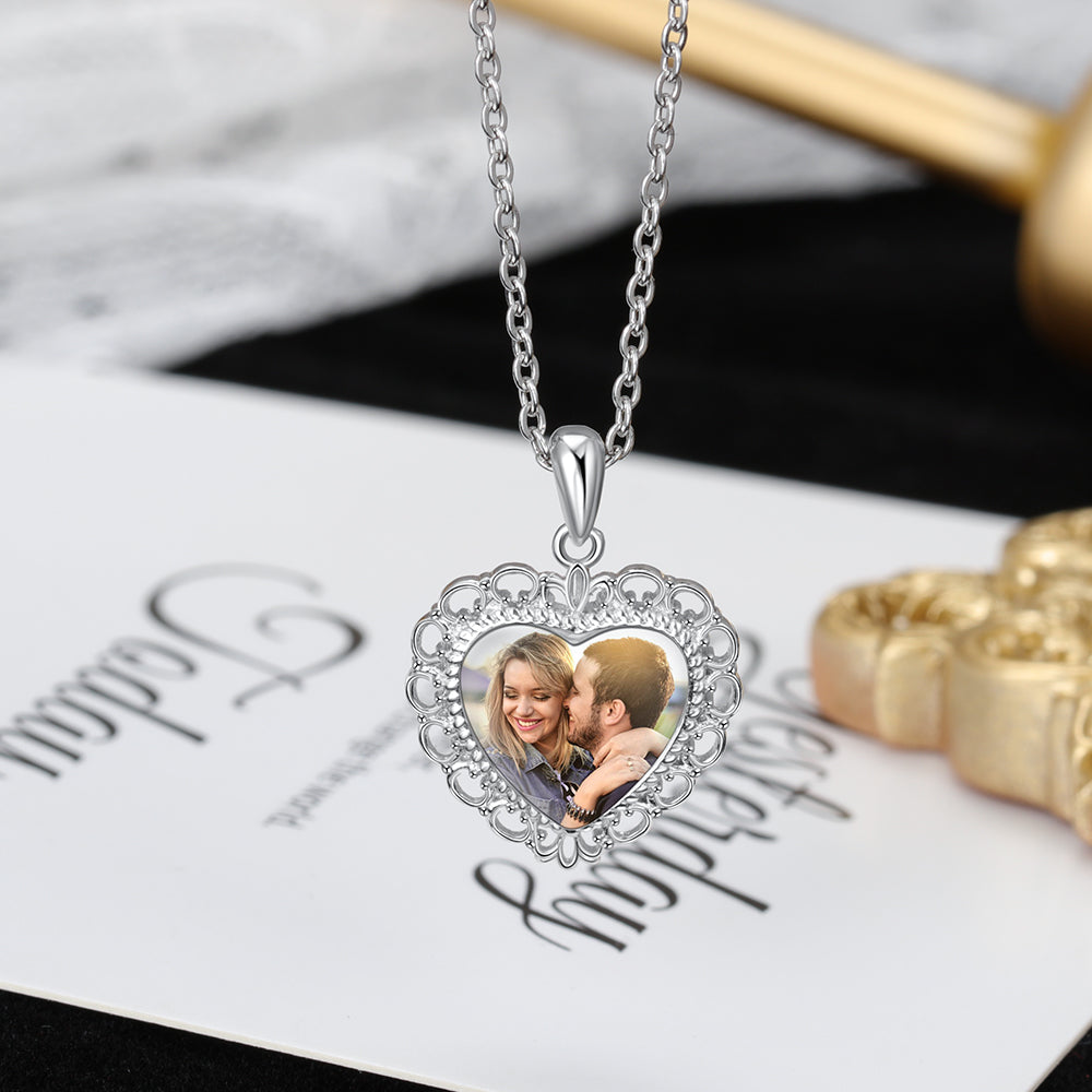 Heart Shape Photo Pendant Necklace