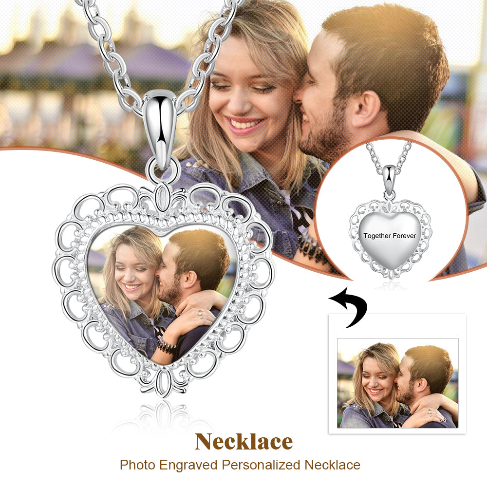 Heart Shape Photo Pendant Necklace