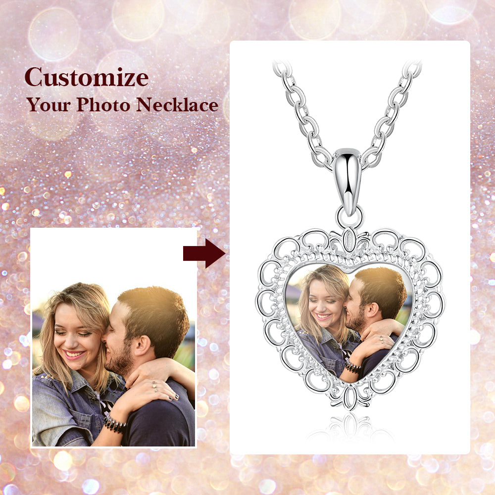 Heart Shape Photo Pendant Necklace