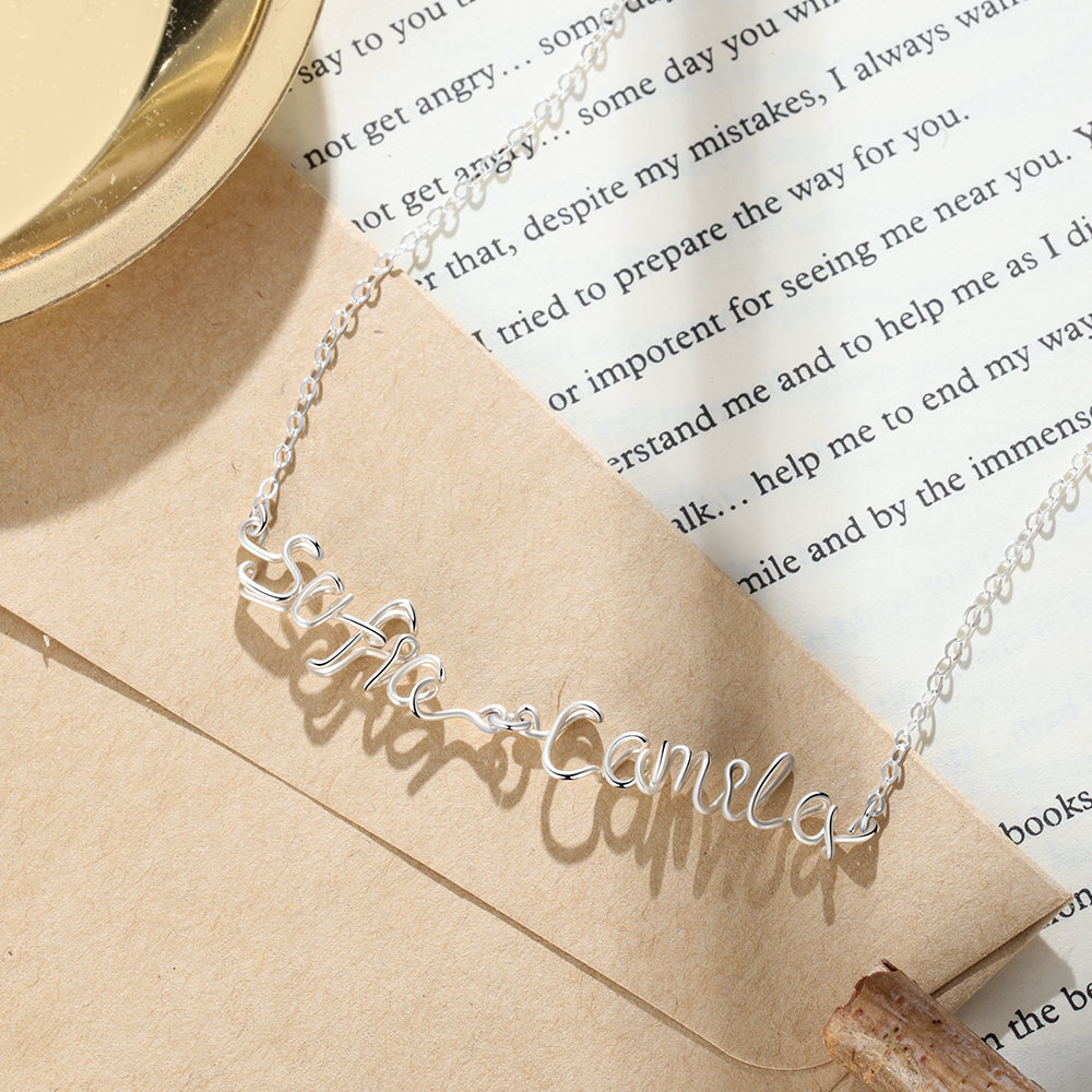 925 Silver Double Names Necklace