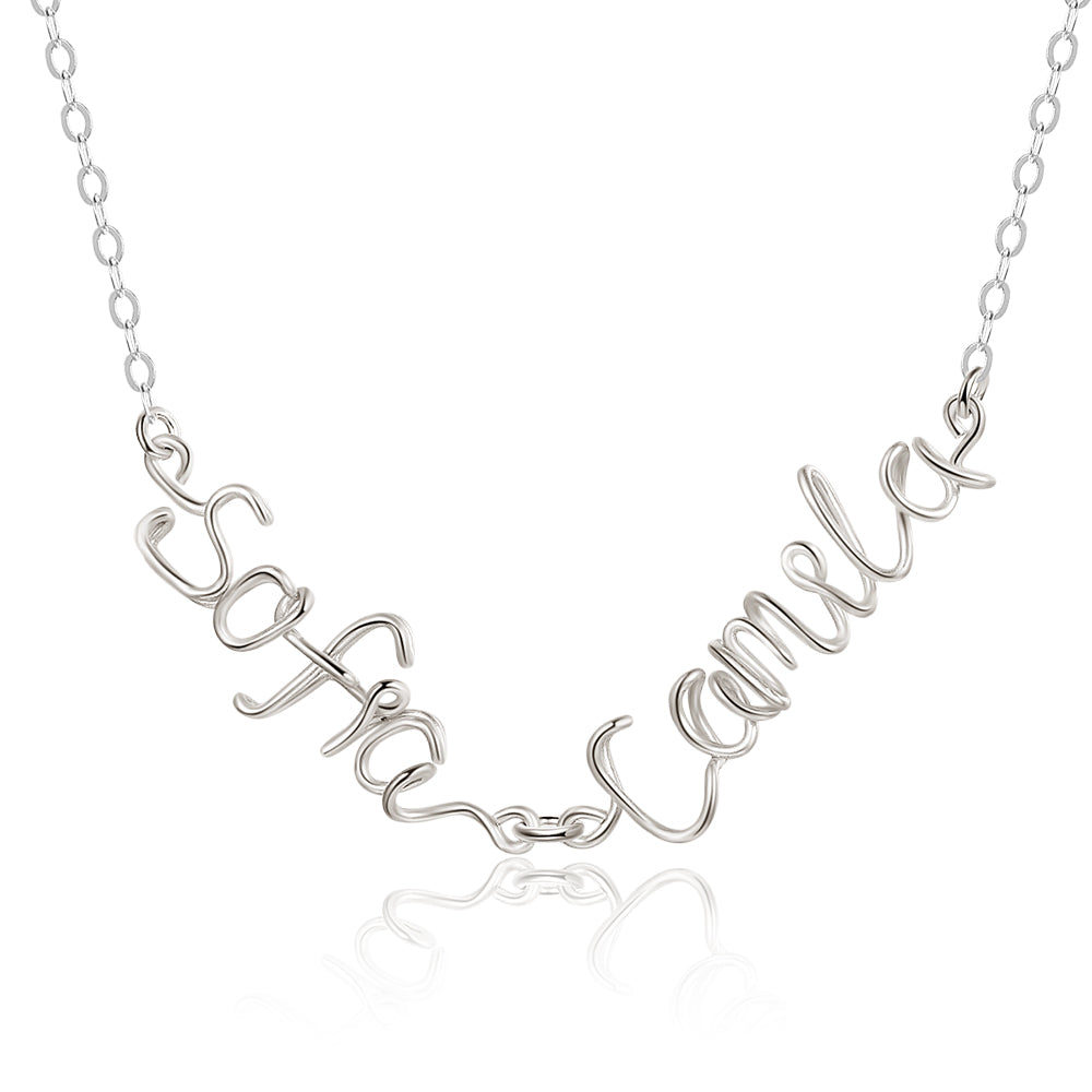 925 Silver Double Names Necklace