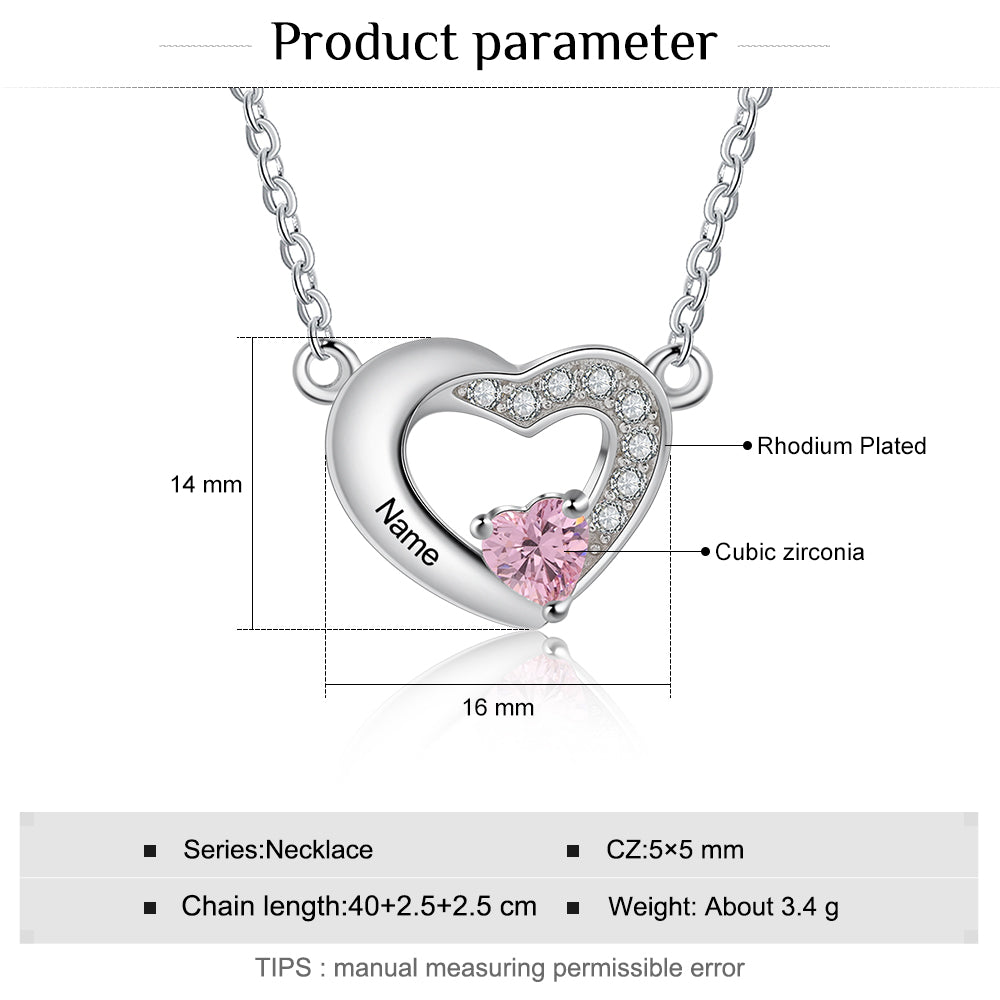 Rhodium Plated Heart Shape Necklace