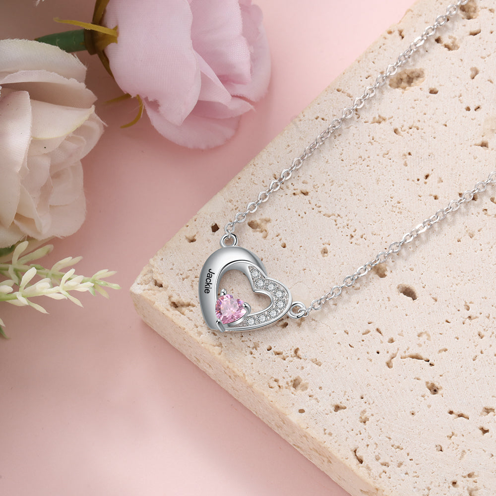 Rhodium Plated Heart Shape Necklace