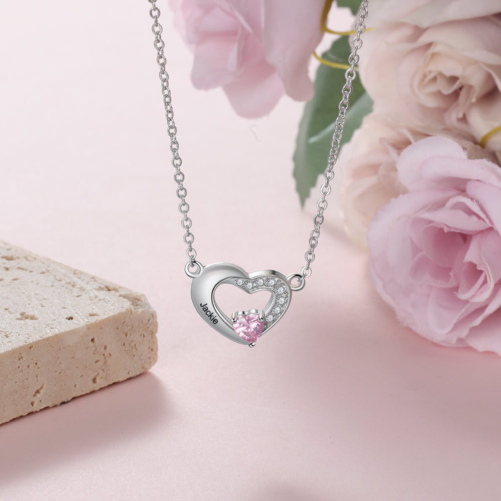 Rhodium Plated Heart Shape Necklace