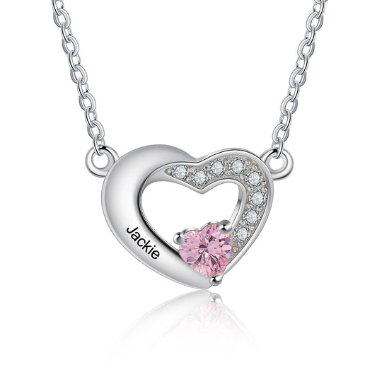 Rhodium Plated Heart Shape Necklace