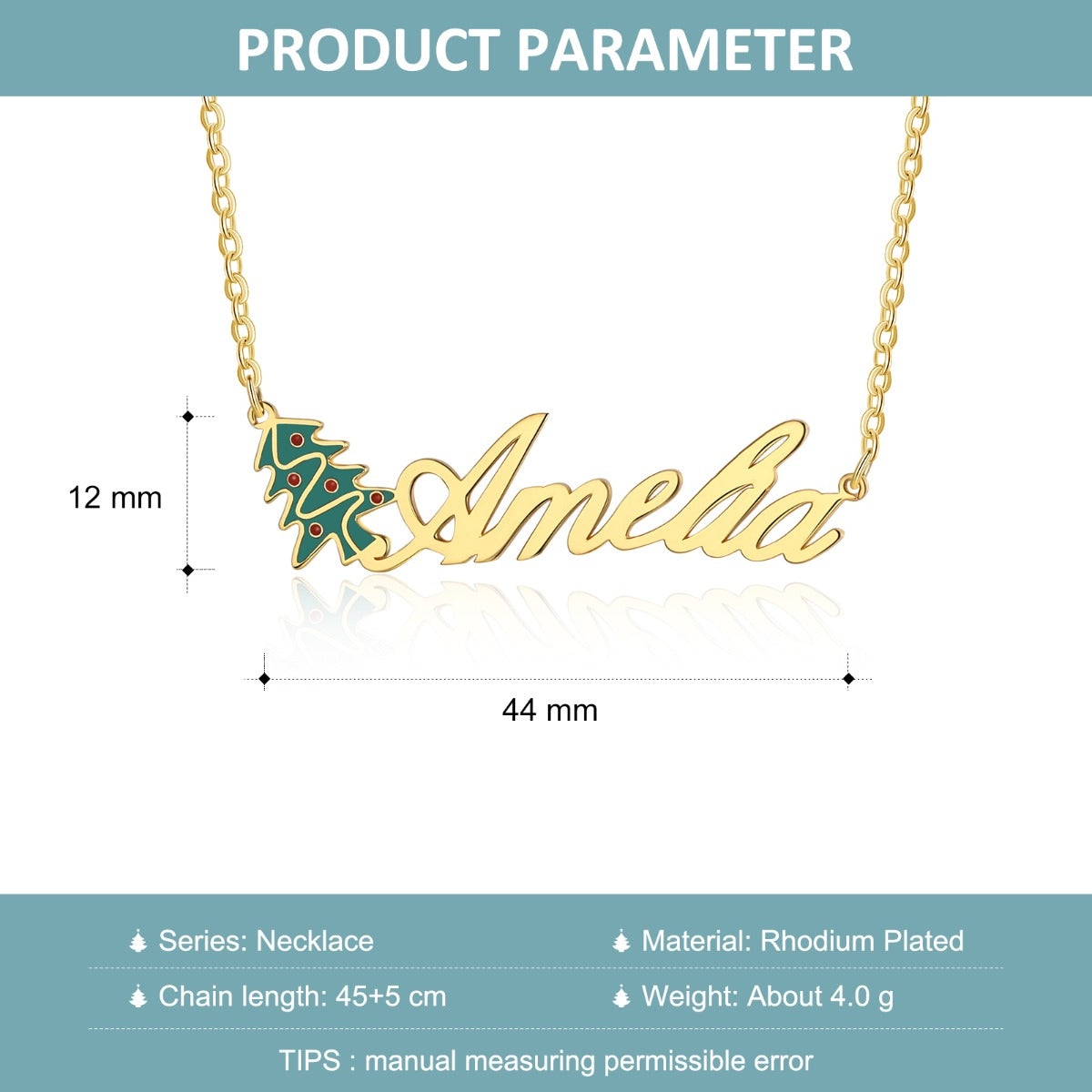 Personalized Name necklace 18K Gold Plated Christmas gift