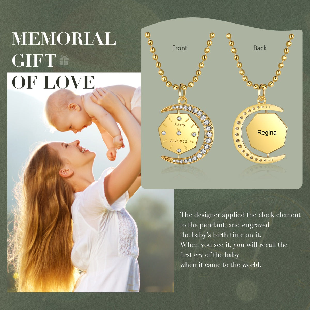 Rhodium Plated Birth Anniversary Necklace