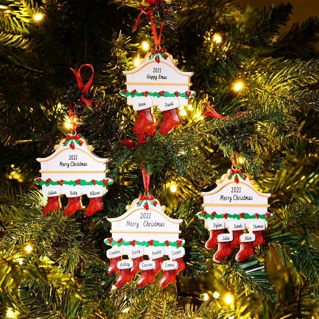 Personalized Christmas Ornament Red Stockings Ornaments Family Gifts