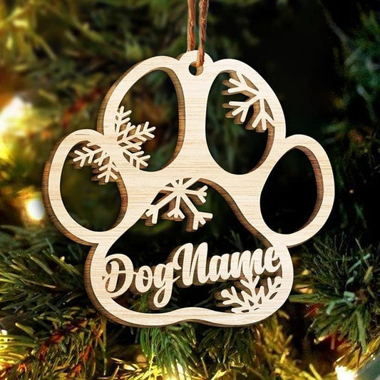 Personalized Wooden Paw Ornament (Dog, Cat & Angel Wings)