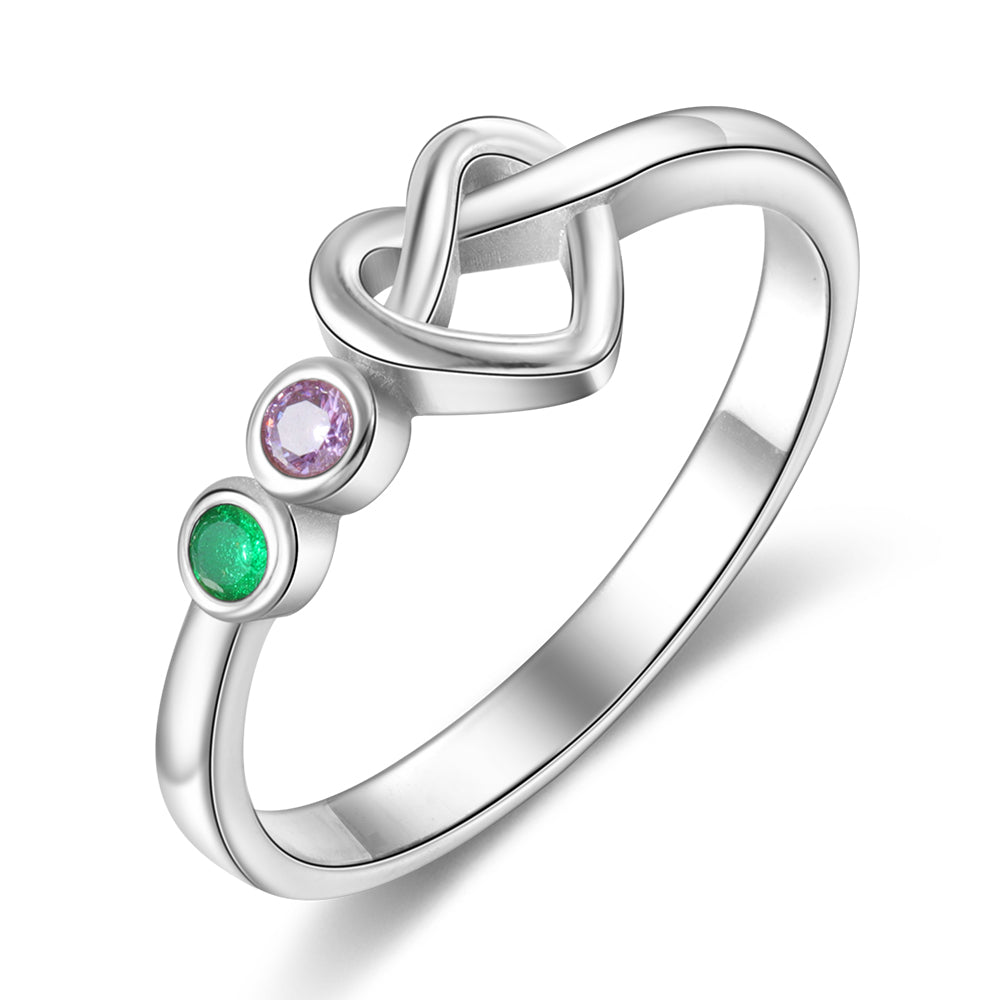 Personalzied Birthstone Ring With Heart