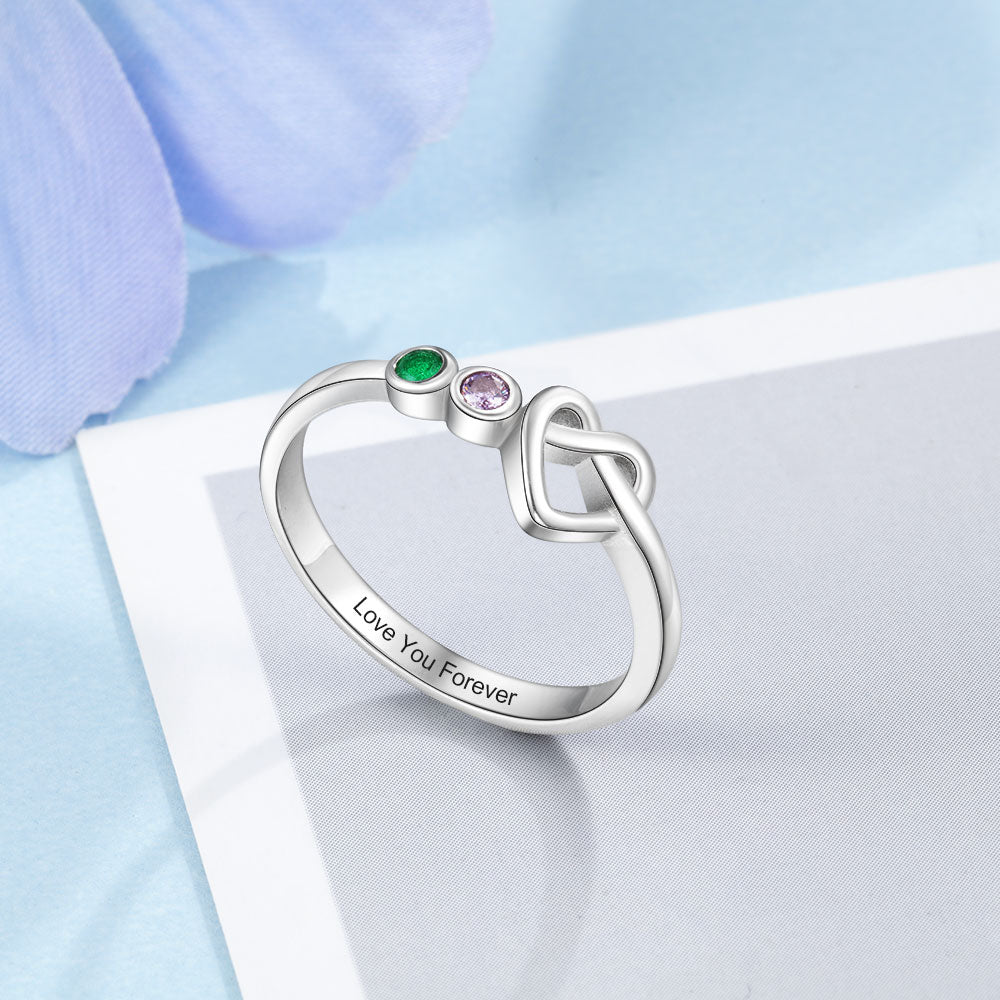 Personalzied Birthstone Ring With Heart