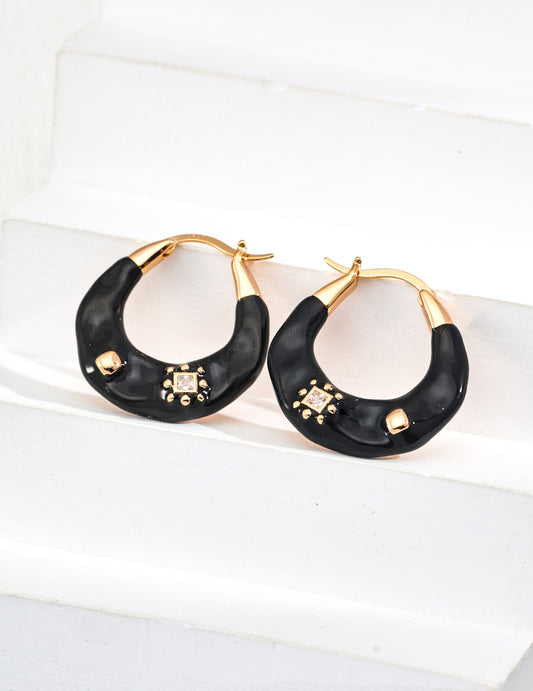 Vintage Drip Glaze Zircon Earrings