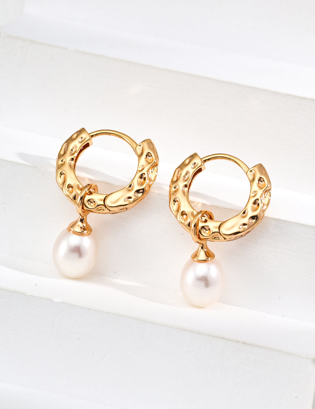 Vintage Natural Pearl Hoop Earrings