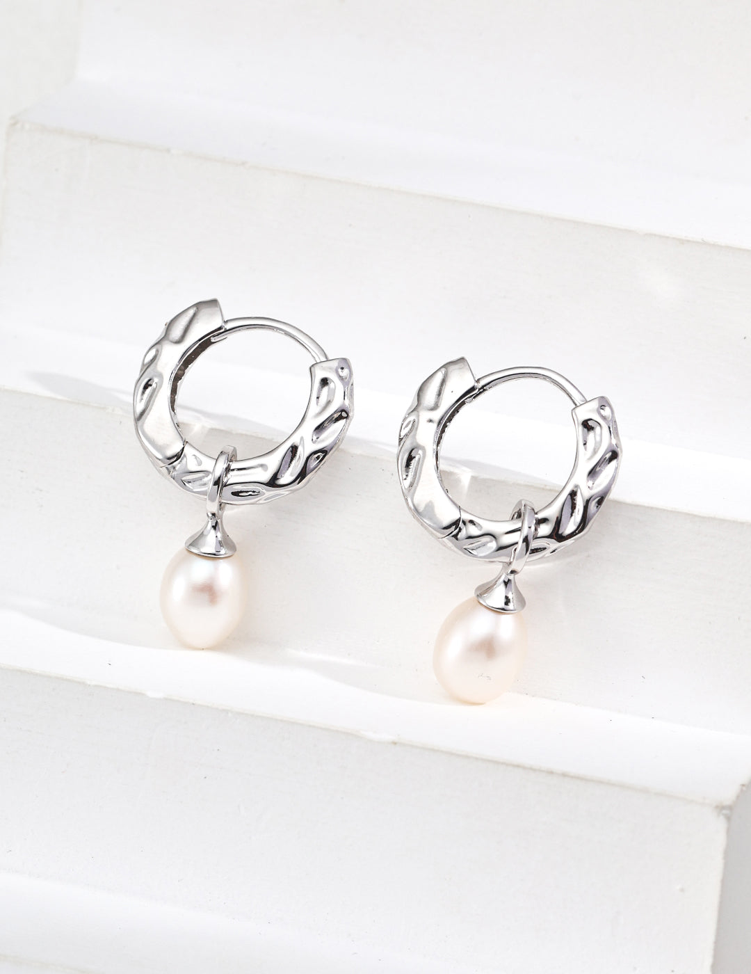 Vintage Natural Pearl Hoop Earrings