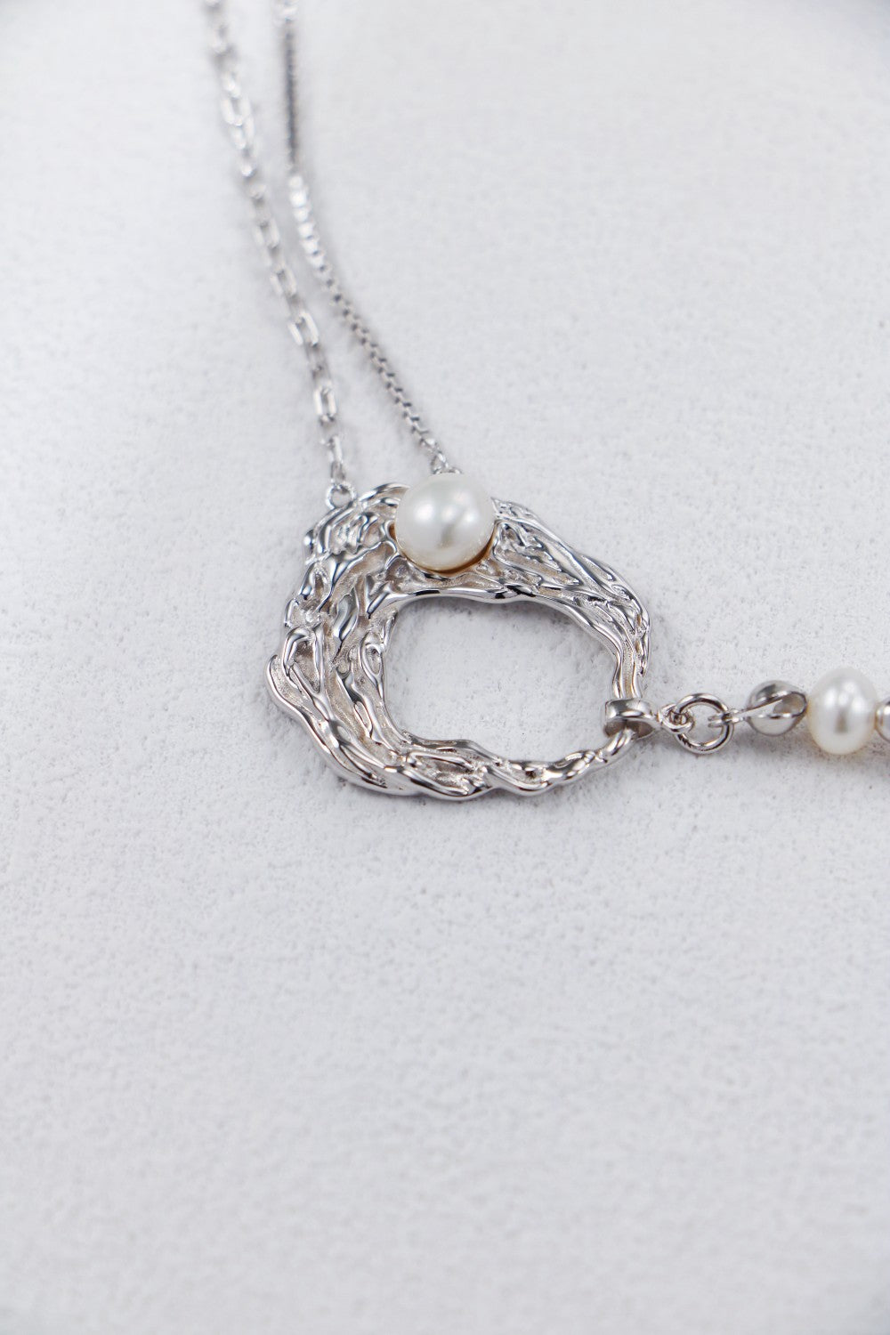 Liquid Metal Pearl Necklace