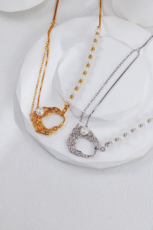 Liquid Metal Pearl Necklace