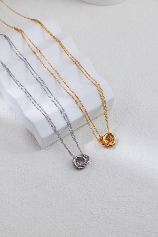 Double Circle Zircon Necklace