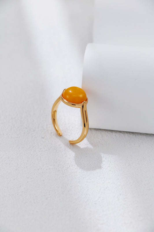 Natural Amber Open Ring