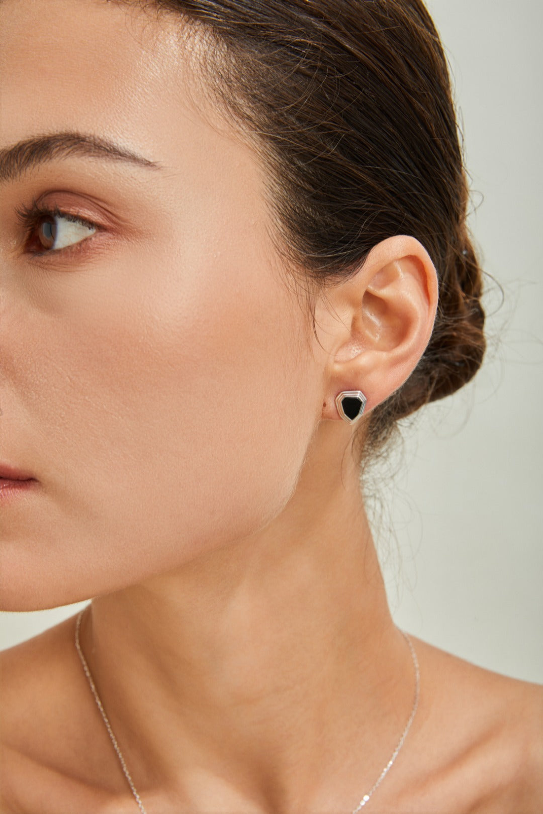 Black Onyx Shield Stud Earrings