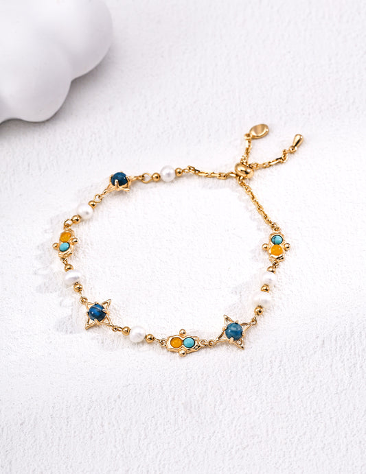 Natural Pearl Turquoise Agate Bracelet