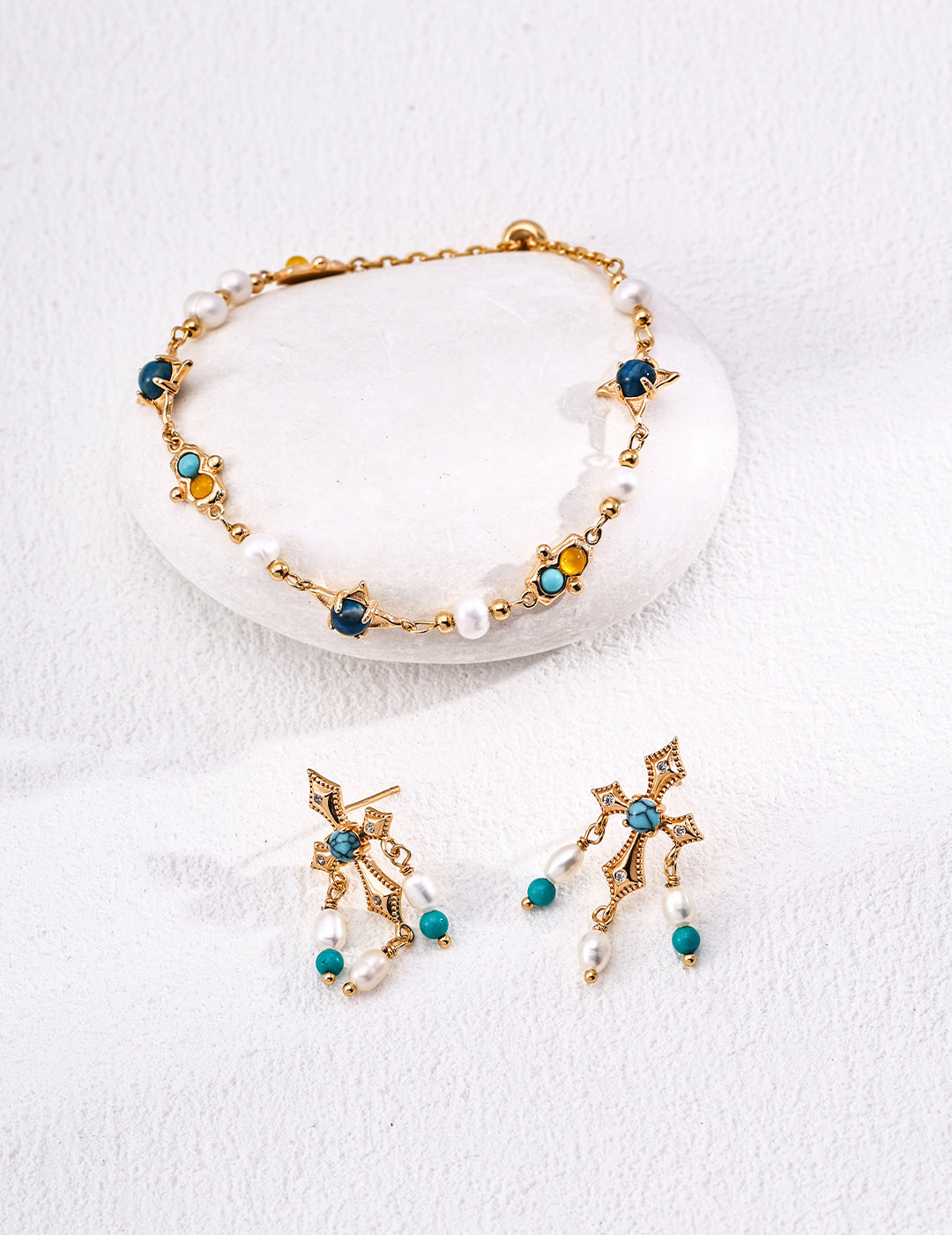 Natural Pearl Turquoise Agate Bracelet