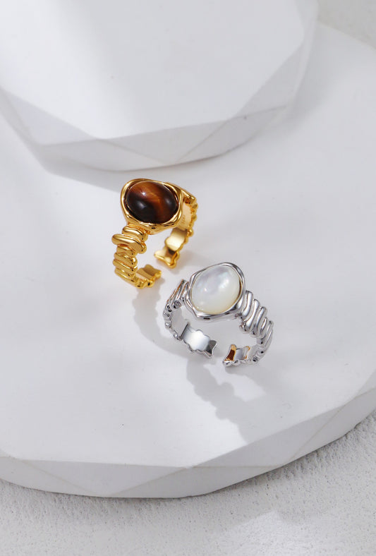 Woven Tiger Eye / Mother of Pearl Ring