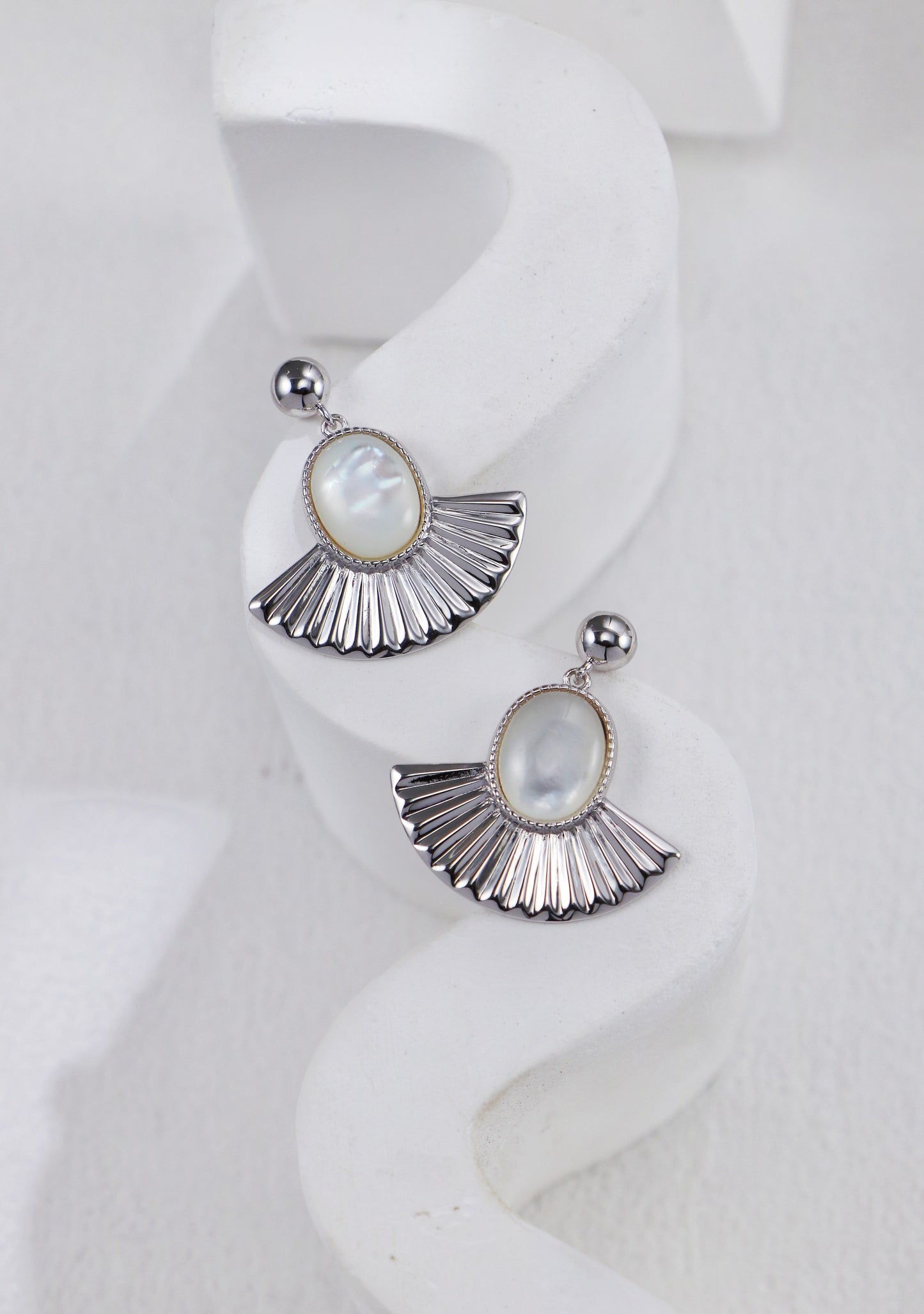 Fan-Shaped Mother-of-Pearl Earrings