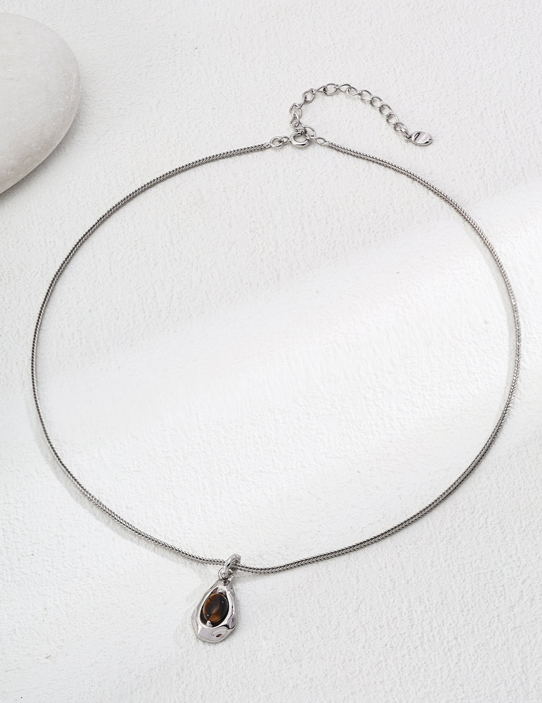 Natural Tiger Eye Stone and Malachite Pendant Necklace