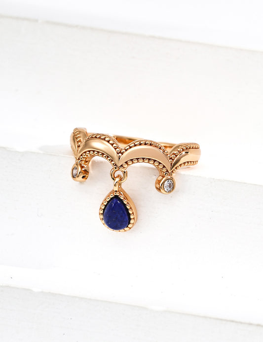 Vintage Natural Lapis Lazuli Zircon Ring