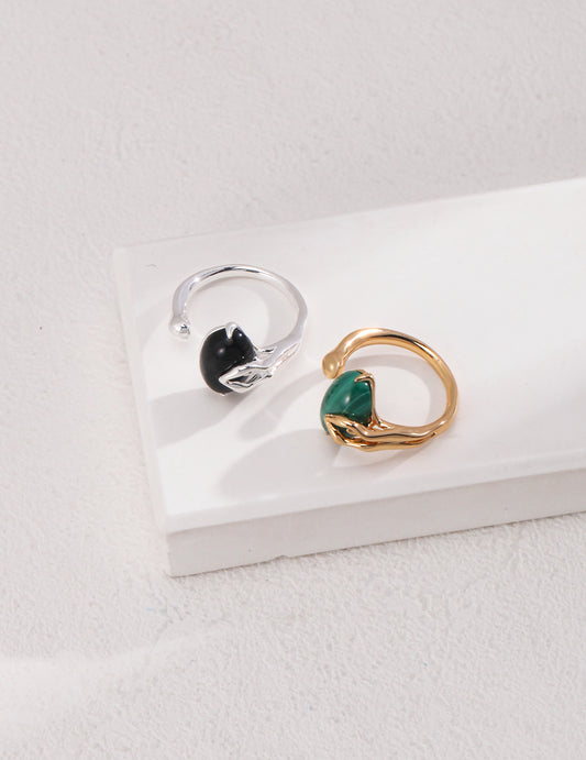 Natural Malachite Open Ring