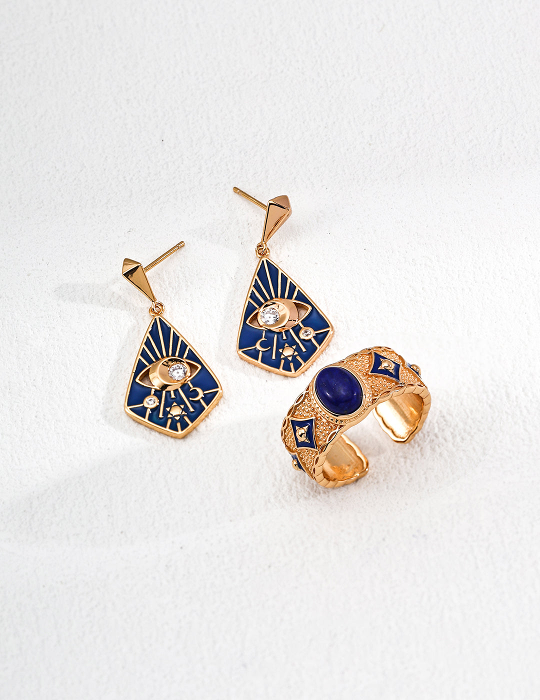 Blue Drip Glaze Lapis Lazuli / Mother-of-Pearl Ring