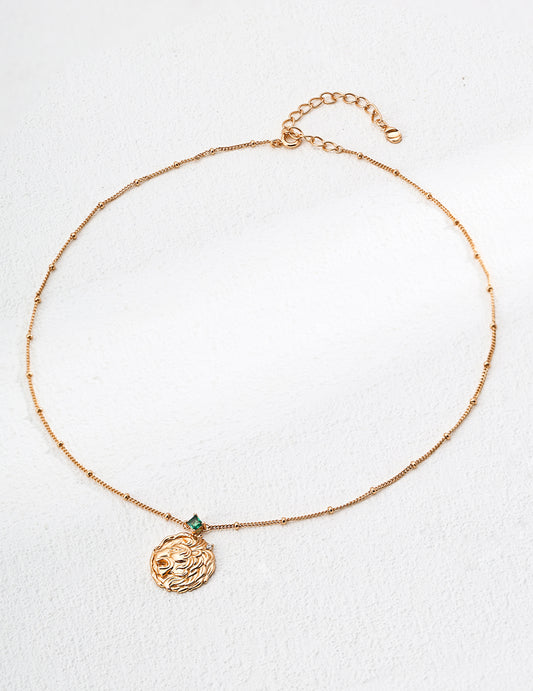Vintage Zircon Lion Pendant Necklace