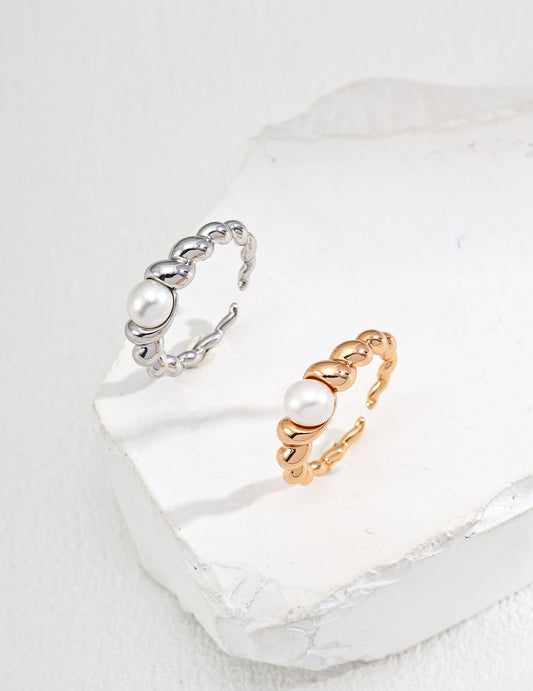 Braided Design Natural Pearl Ring