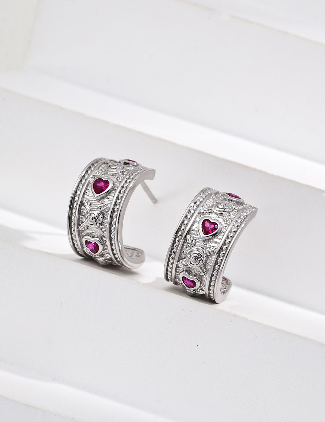 Vintage Heart-Shaped Zircon Earrings