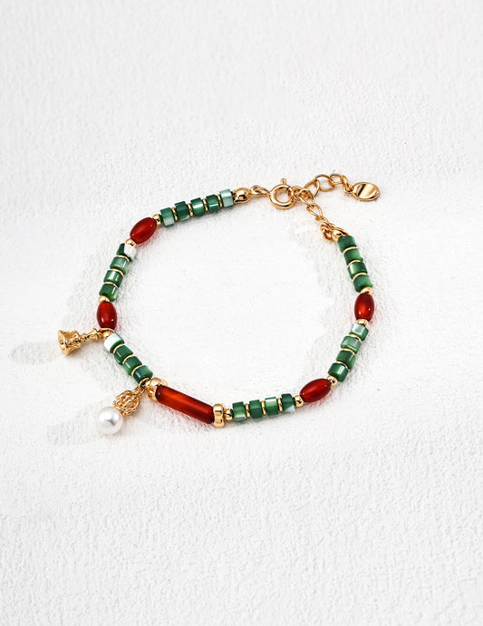 Pearl Agate Shell Charm Bracelet