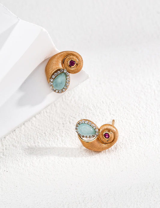 Nautilus Shell Zircon Stud Earrings