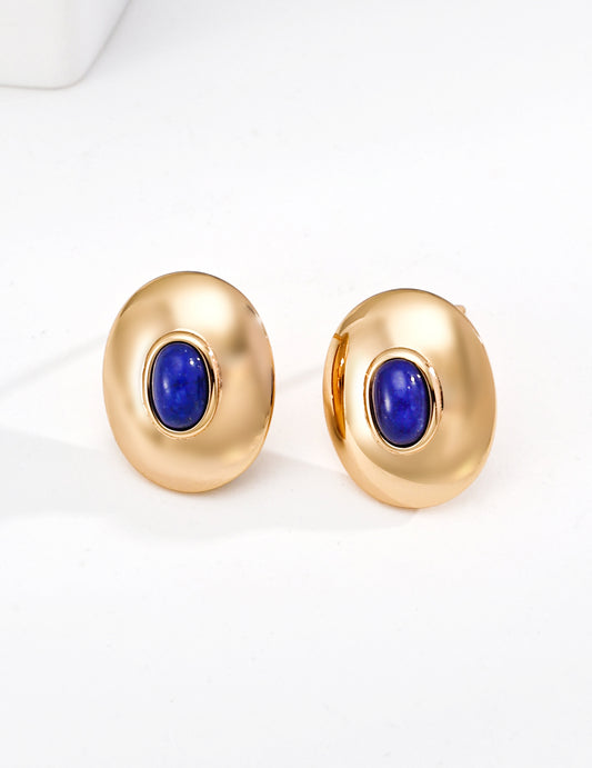 Vintage Style Onyx / Lapis Lazuli Stud Earrings