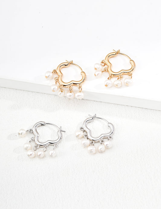 Harmony Cloud Pearl Hoop Earrings