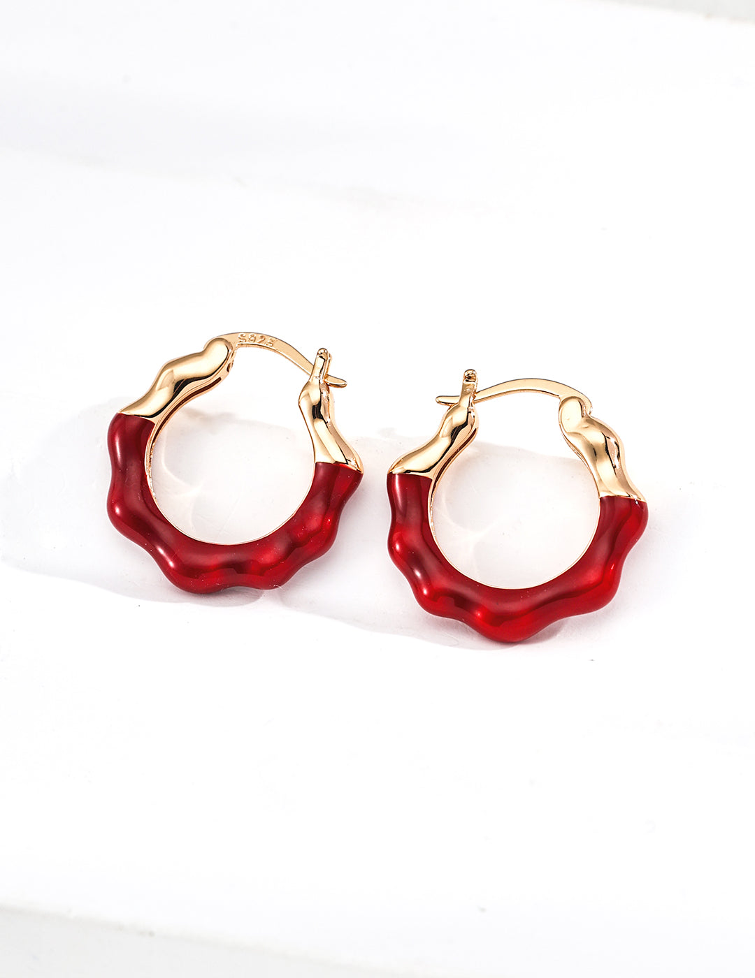 Lustre Wave Enamel Hoop Earrings