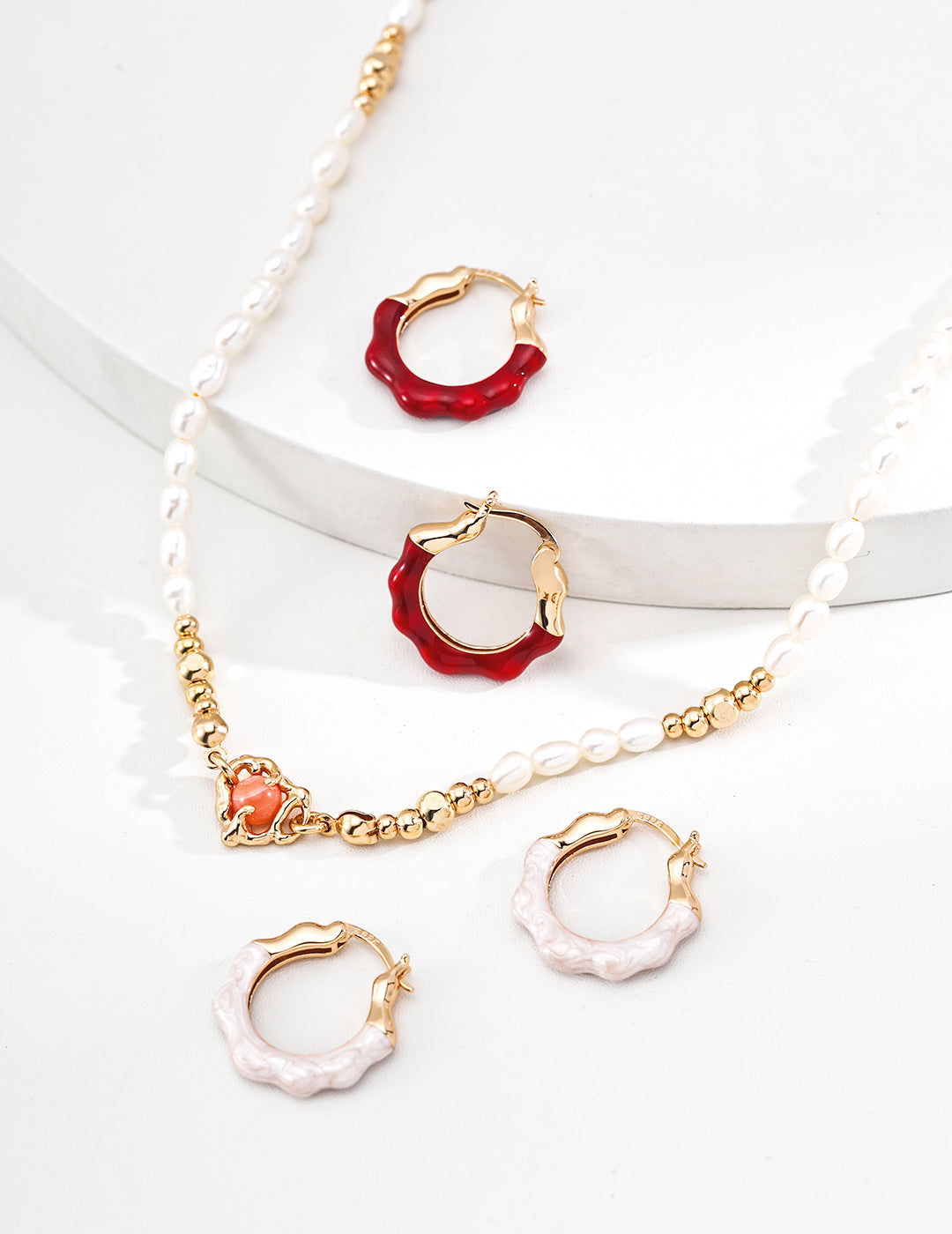 Lustre Wave Enamel Hoop Earrings