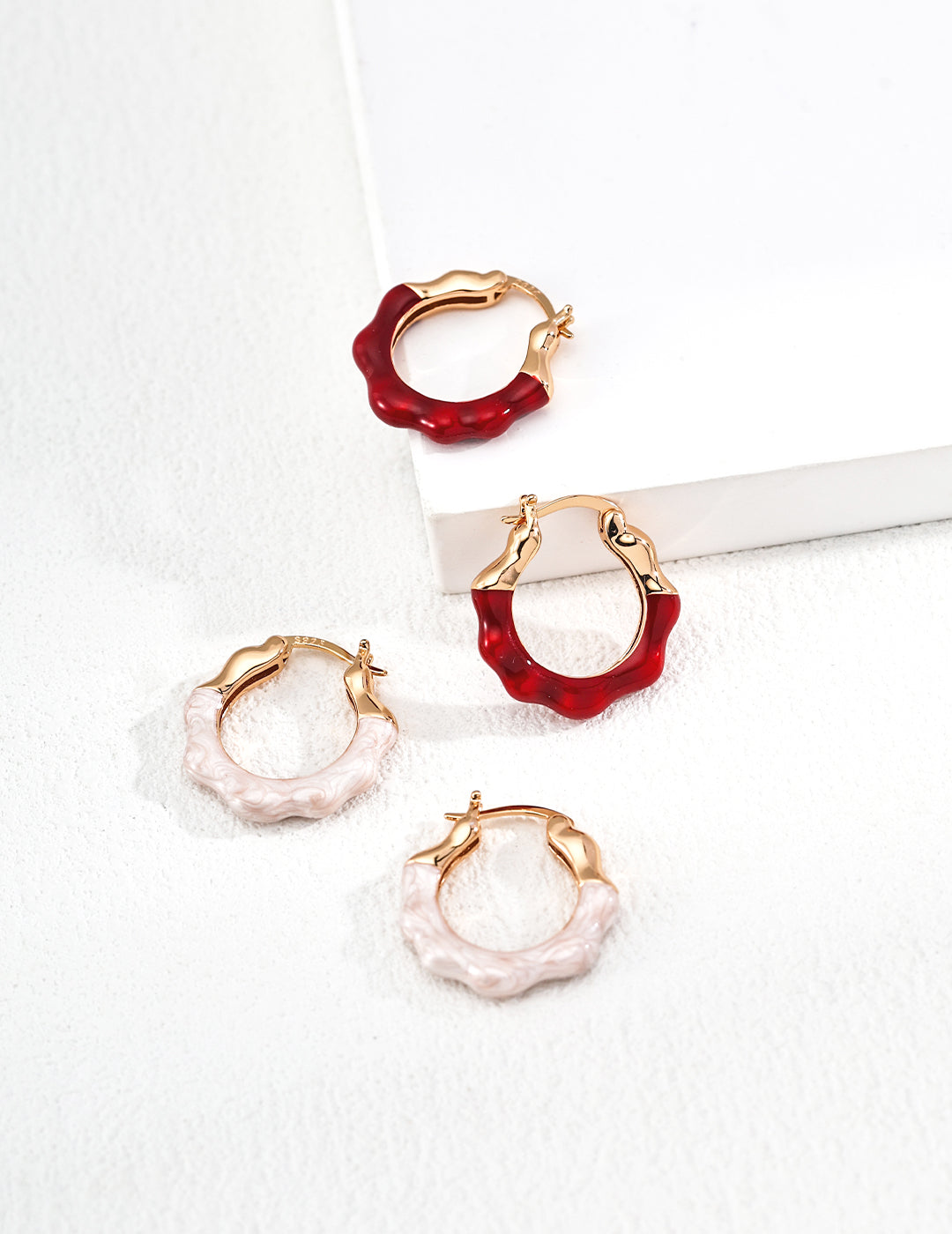 Lustre Wave Enamel Hoop Earrings