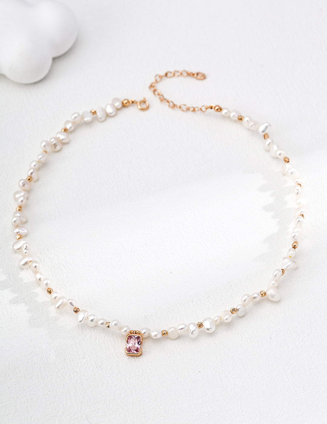 Pink Zircon Pearl Pendant Necklace