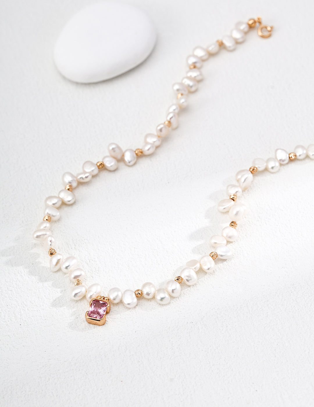 Pink Zircon Pearl Pendant Necklace
