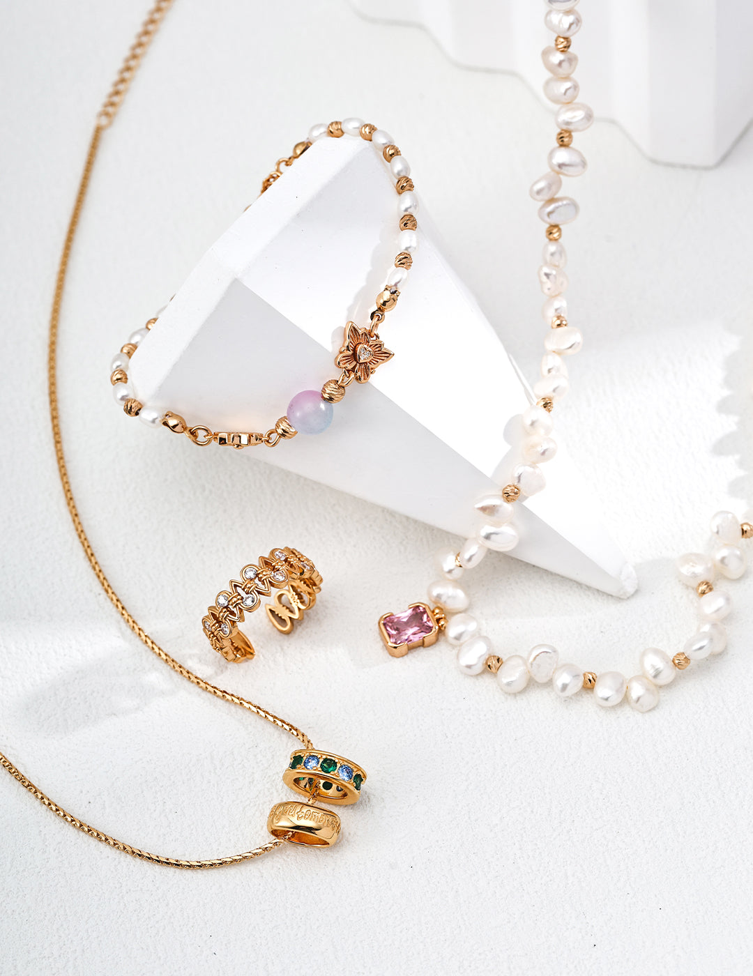Pink Zircon Pearl Pendant Necklace