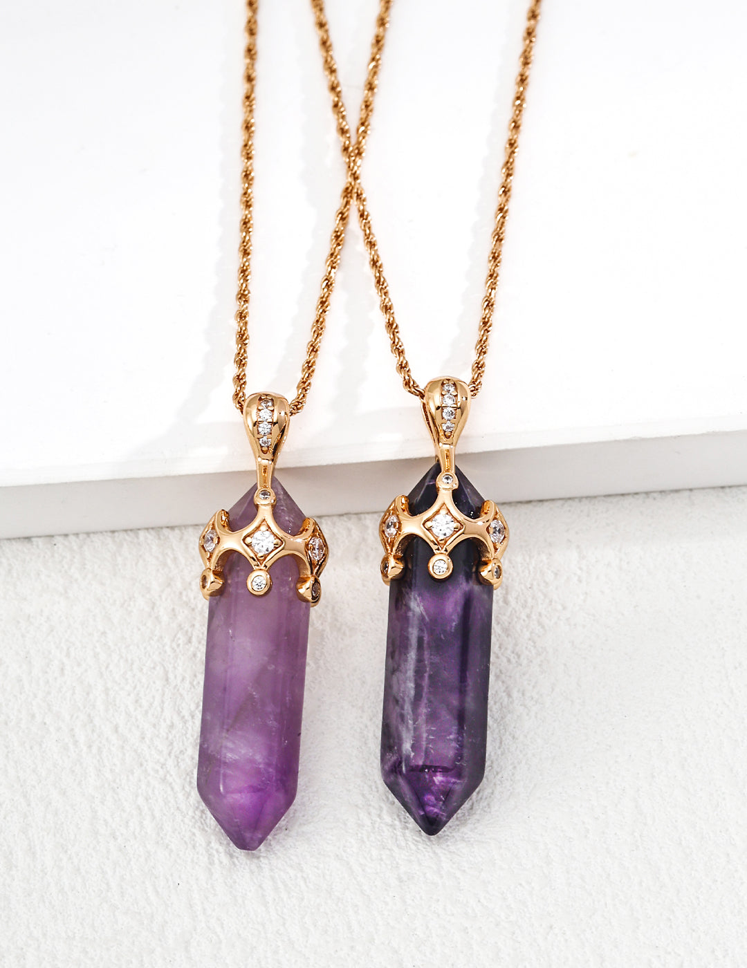 Zircon Crown Amethyst Pendant Necklace