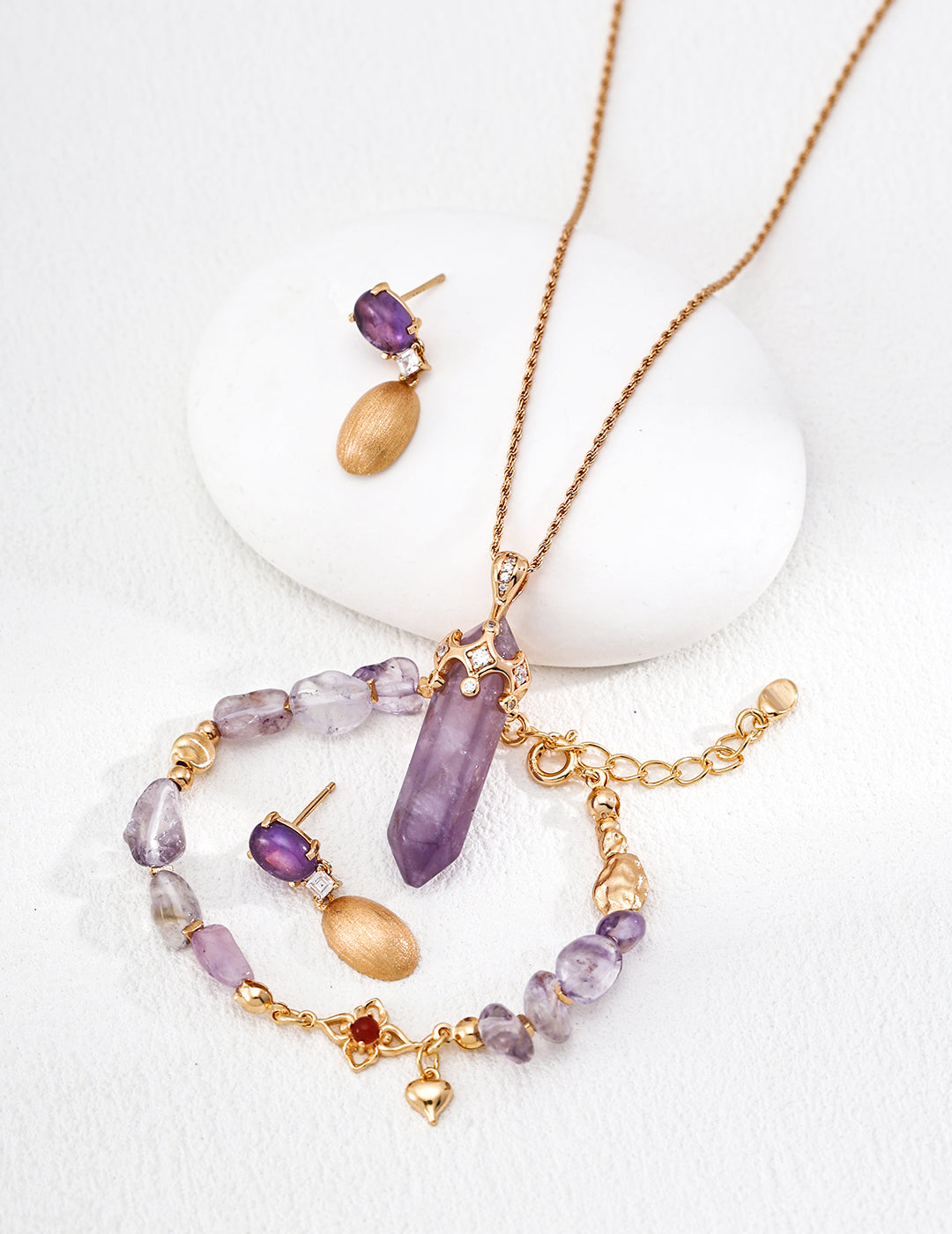 Zircon Crown Amethyst Pendant Necklace