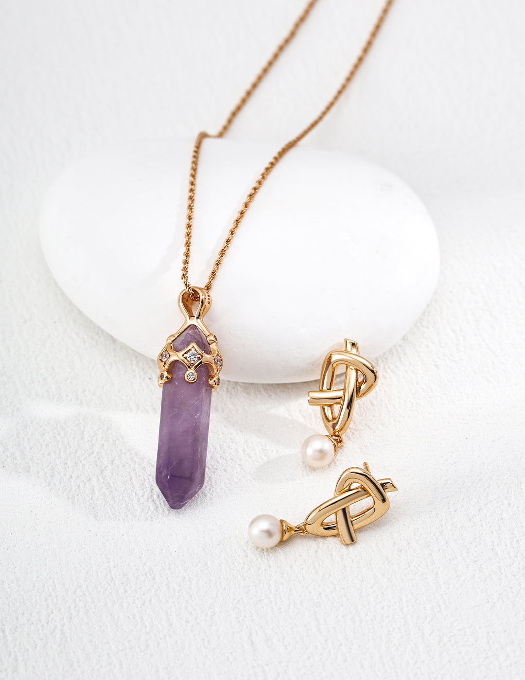 Zircon Crown Amethyst Pendant Necklace