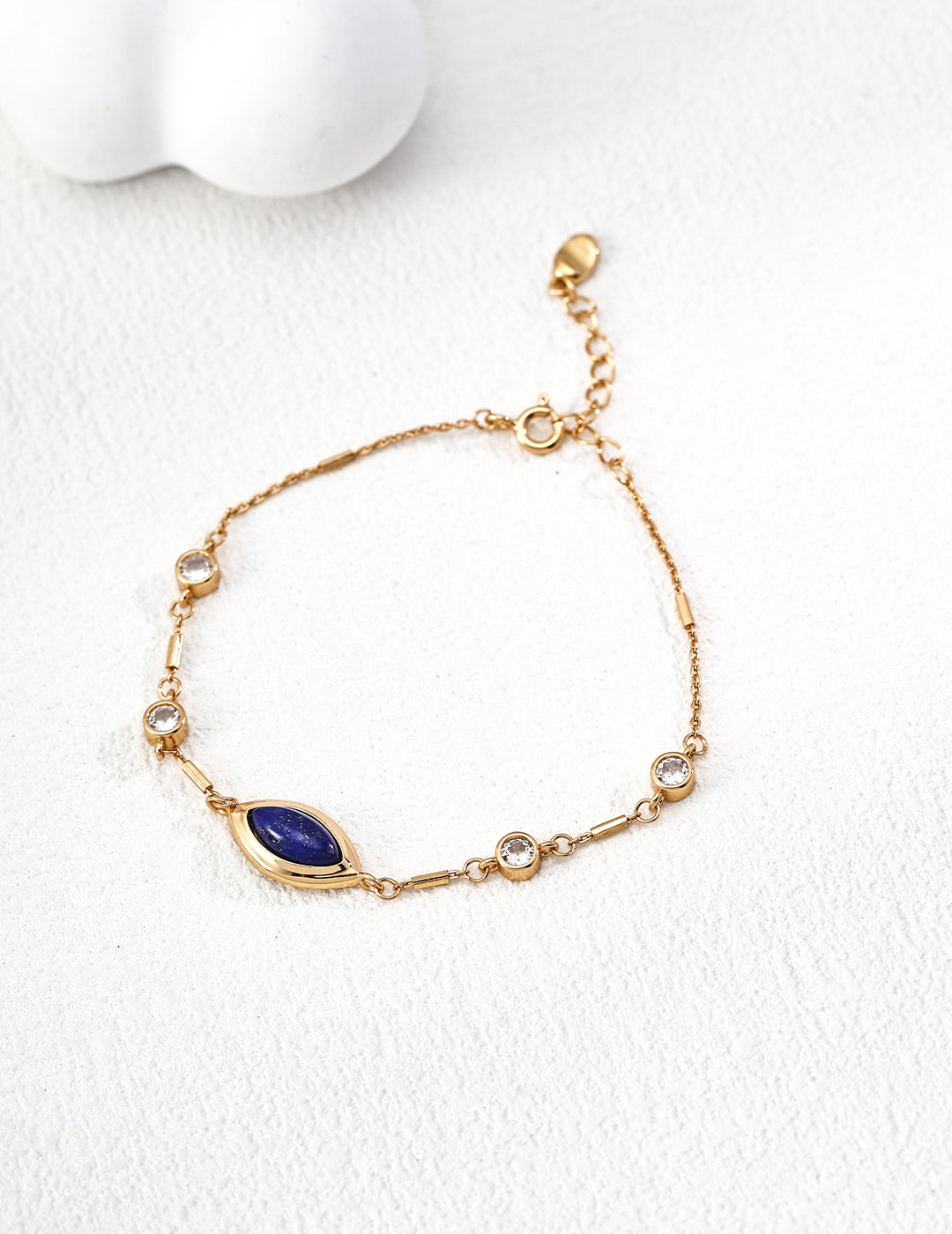 Leaf-Shaped Lapis Lazuli Zircon Bracelet